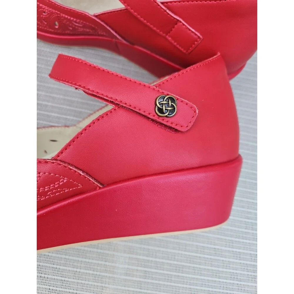 Alegria Hayes Ruby Breeze Mary Jane Leather Wedge Shoes Sz 41  US 10.5-11 NEW